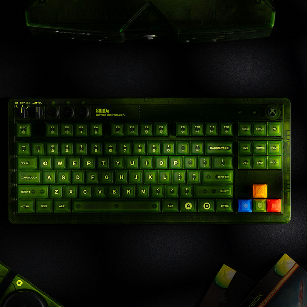 8BitDo Retro Mechanical Keyboard 87 Edition – Kailh Jellyfish X, ไฟ LED RGB, การเชื่อมต่อสามโหมด, ดีไซน์ Xbox อย่างเป็นทางการ
