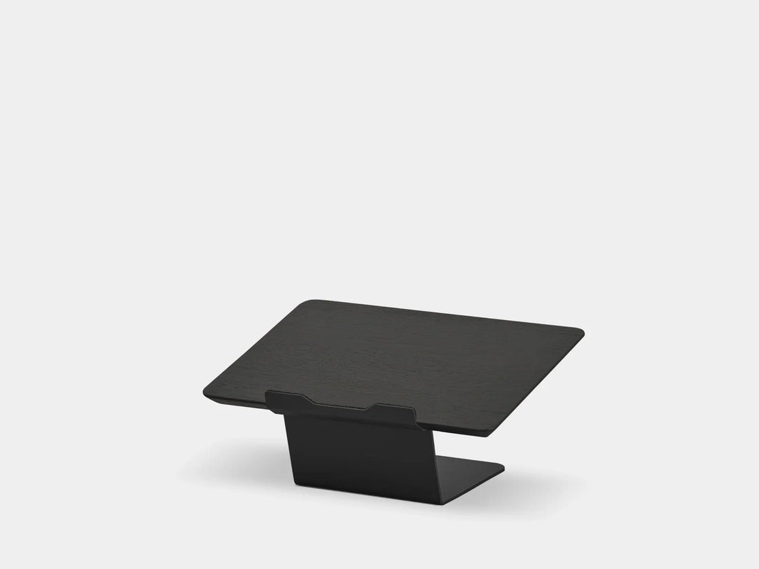 Black riser platform on a black steel base