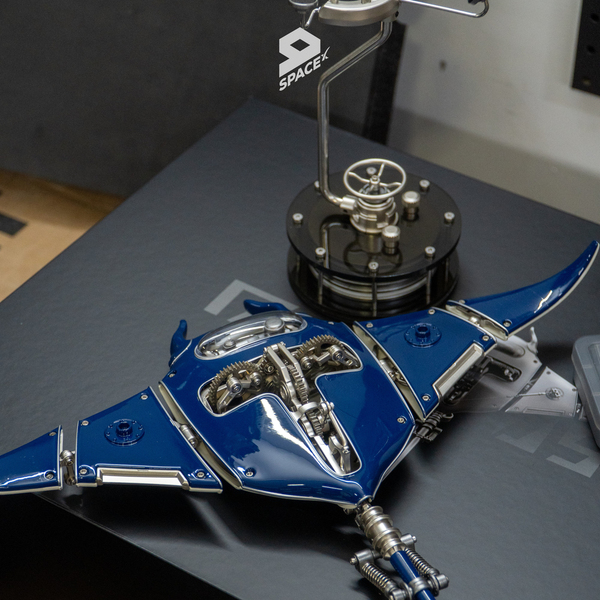 Steampunk Mobula Manta Ray 3D โลหะเครื่องกล