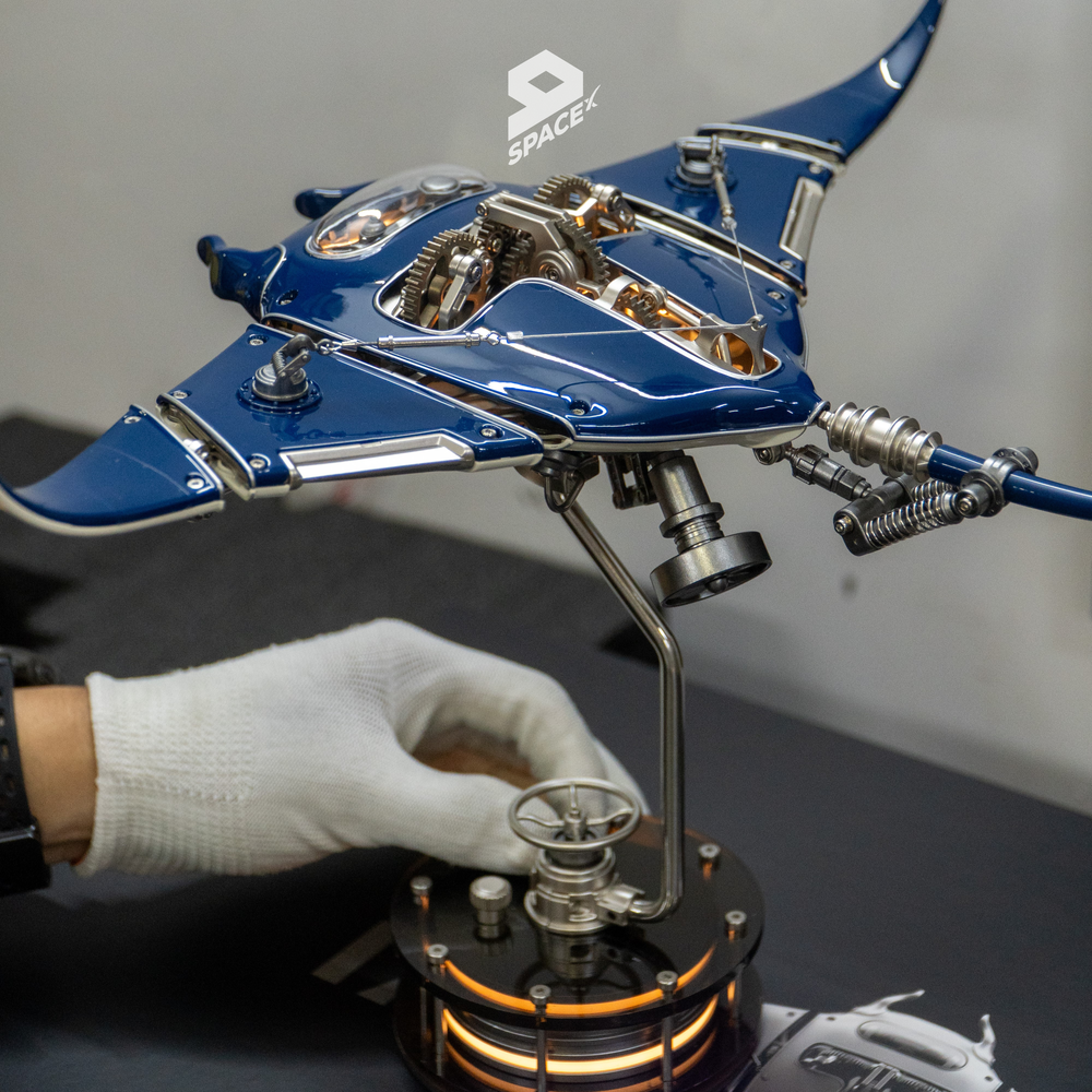 Steampunk Mobula Manta Ray 3D โลหะเครื่องกล