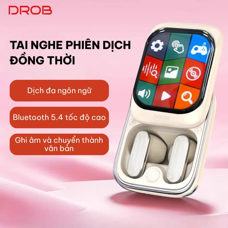 หูฟังบลูทูธ DROB G9 TWS - หน้าจอสัมผัสและแบตเตอรี่ 400mAh ใช้งานได้ 48 ชั่วโมง