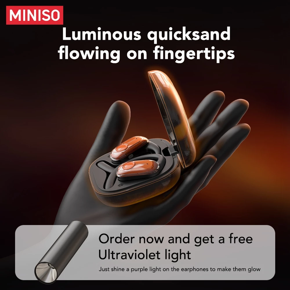 Miniso MS185 หูฟังไร้สาย Bluetooth 5.4 – ไดรเวอร์ 14.2 มม., เวลาเล่น 4.5 ชม., การควบคุมแบบสัมผัส, ไมโครโฟนในตัว