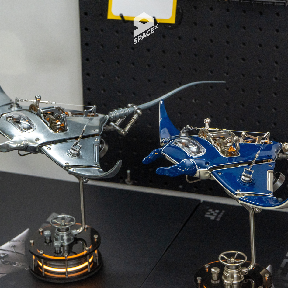Steampunk Mobula Manta Ray 3D โลหะเครื่องกล