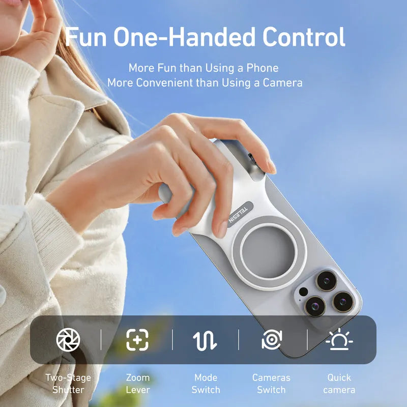 TELESIN ที่จับโทรศัพท์แม่เหล็กสำหรับถ่ายภาพพร้อมรีโมท - ถ่ายภาพ 360° ระดับมืออาชีพ