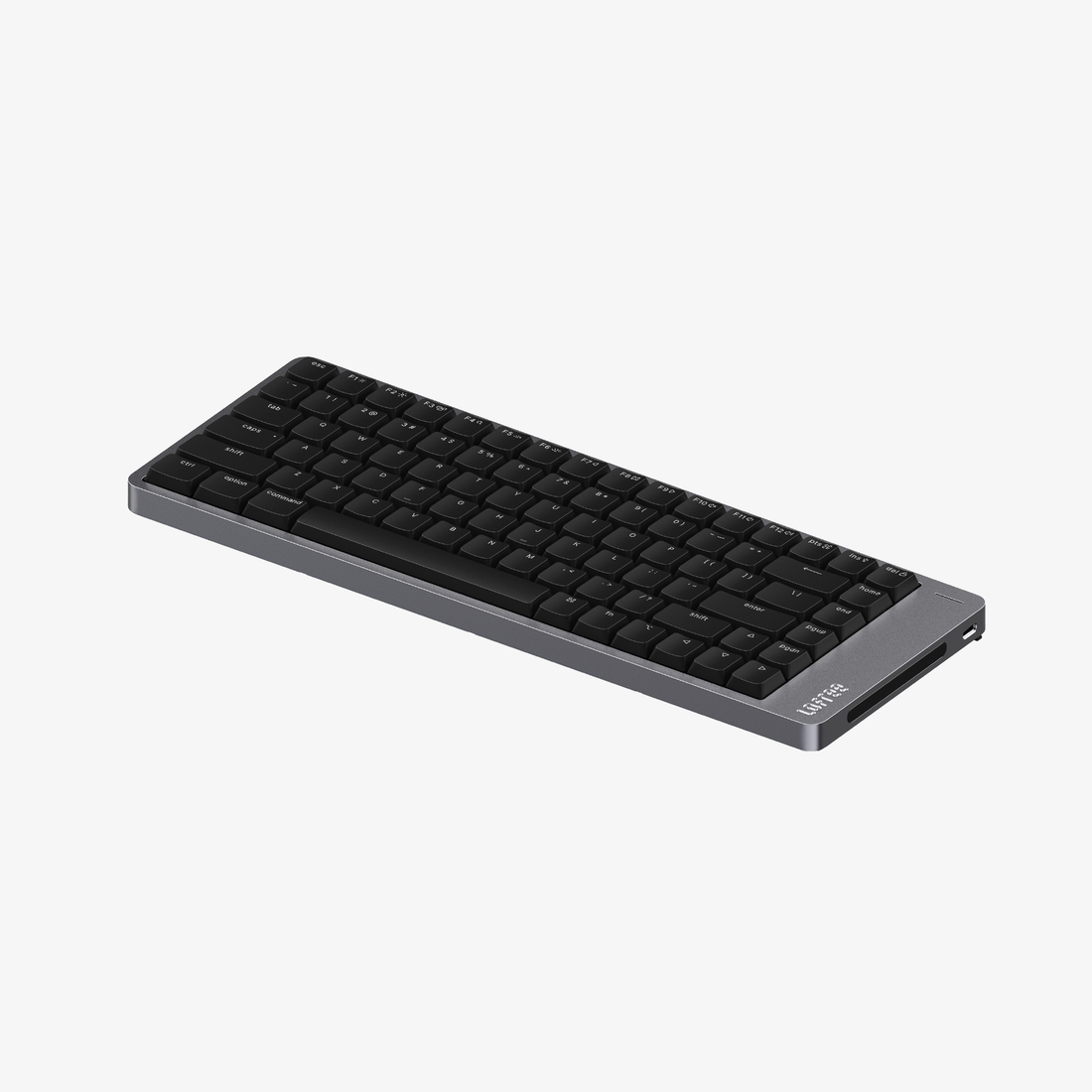 Lofree Flow 2 84 keyboard in Space Gray, angled view from the front left