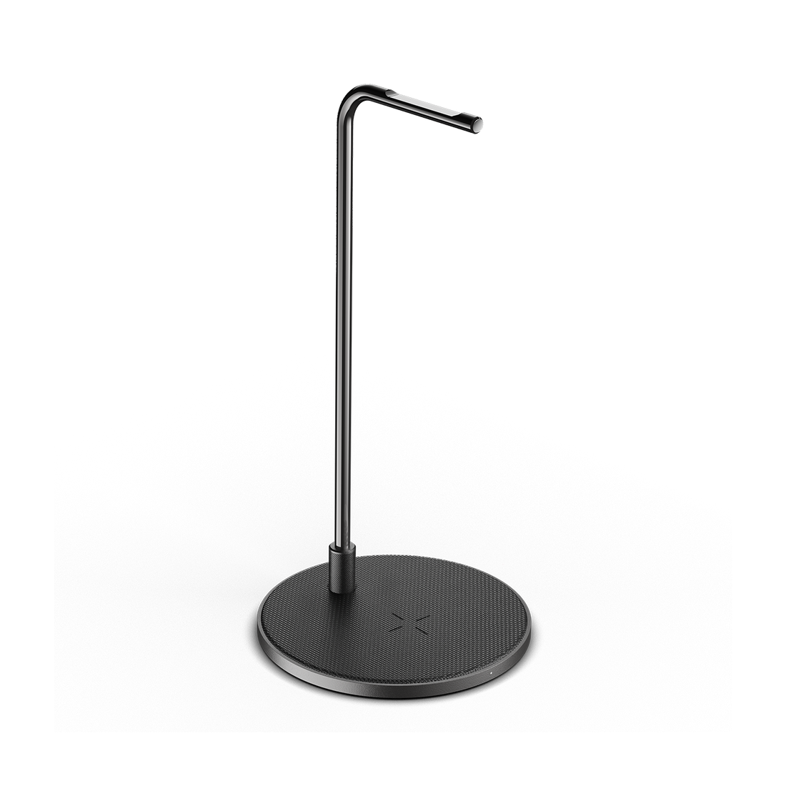 Black version of the stand with a dark round base