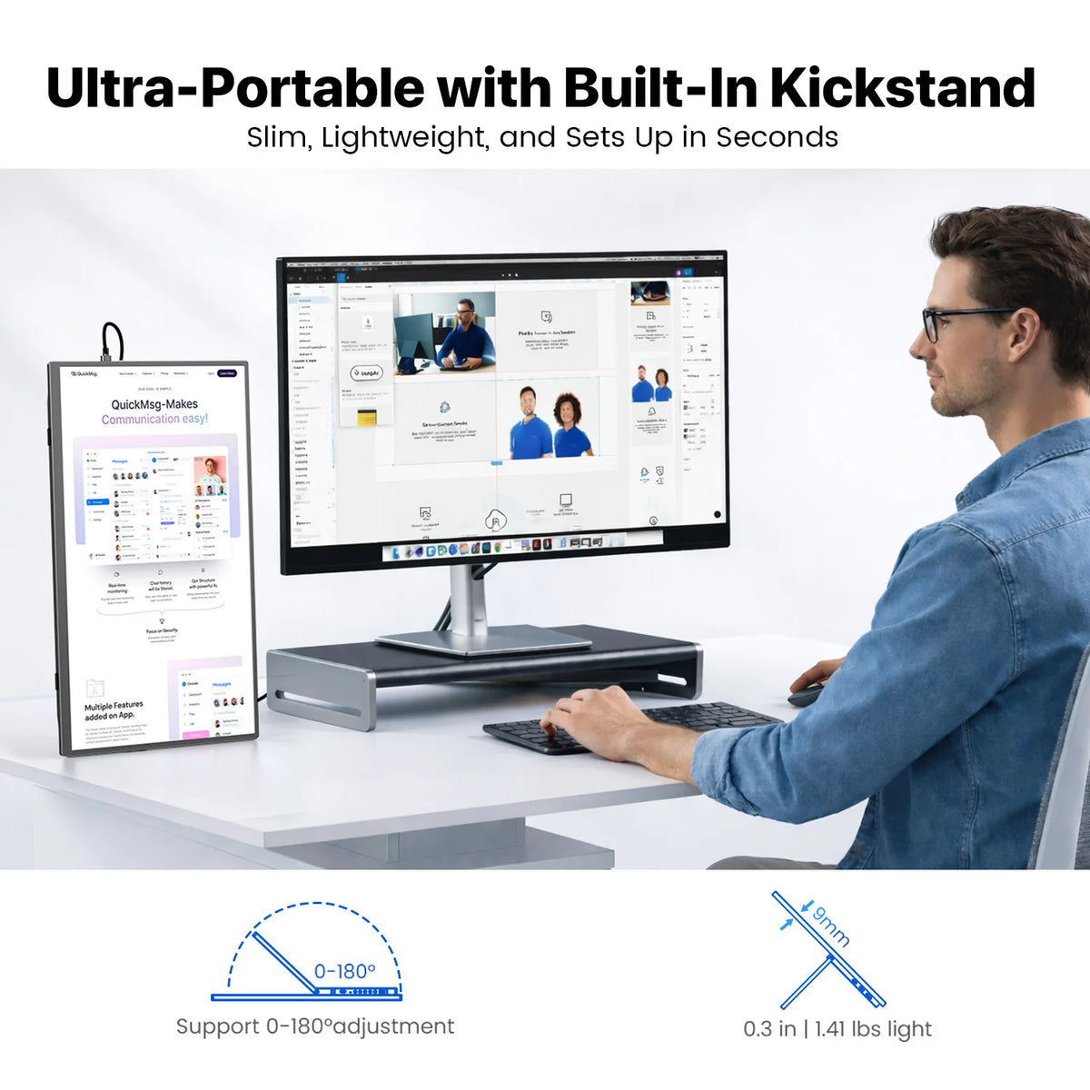 UPERFECT 15.6 inch Touchscreen Portable Monitor with Kickstand, photo 4