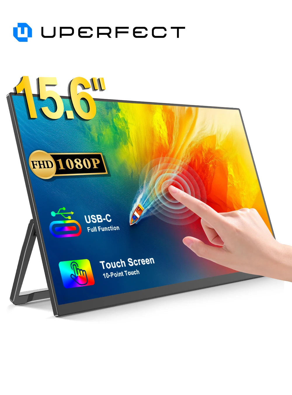UPERFECT 15.6 inch Touchscreen Portable Monitor with Kickstand, photo 1